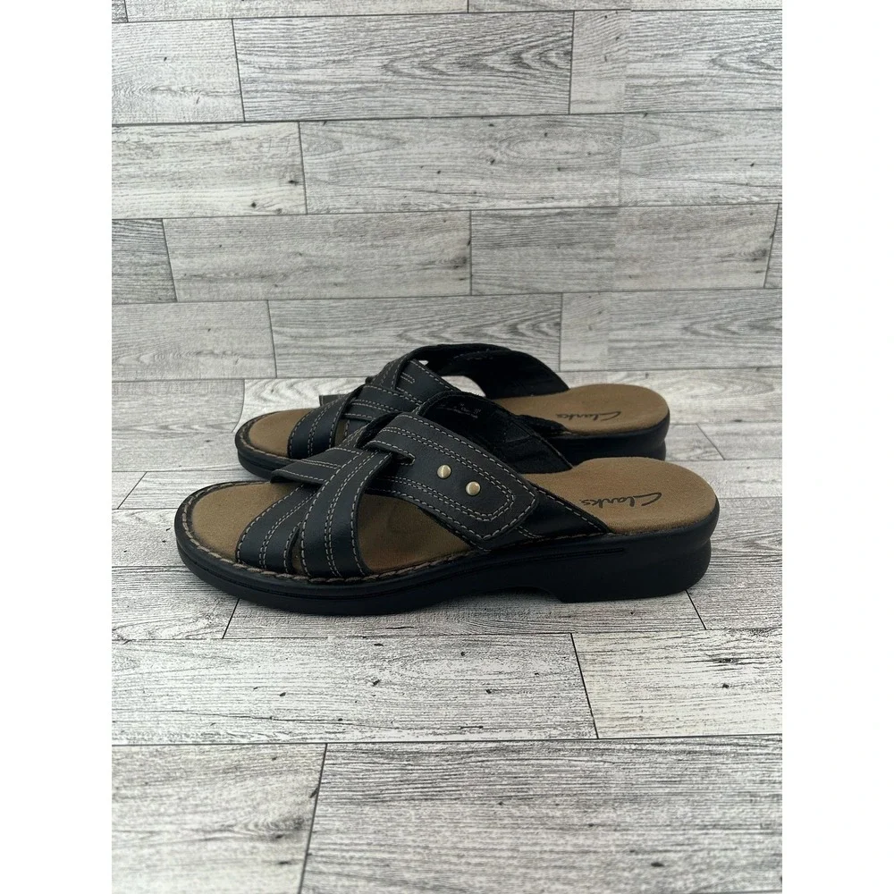 Clarks Sandals‎ Shoes Womens Size 7 Medium Leather Slide Comfort Casual 37319